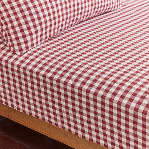 Portloe Gingham Woven 100 Cotton Fitted Sheet