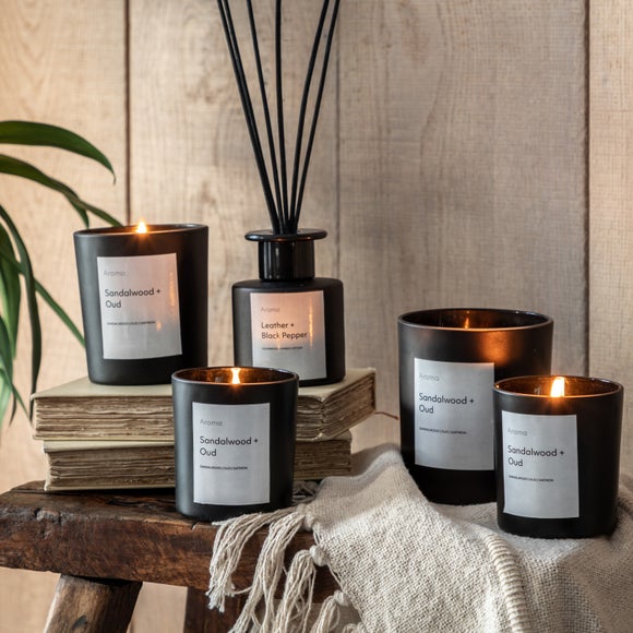 Okeford Set of 2 Votive Sandalwood and Oud Candles Dunelm