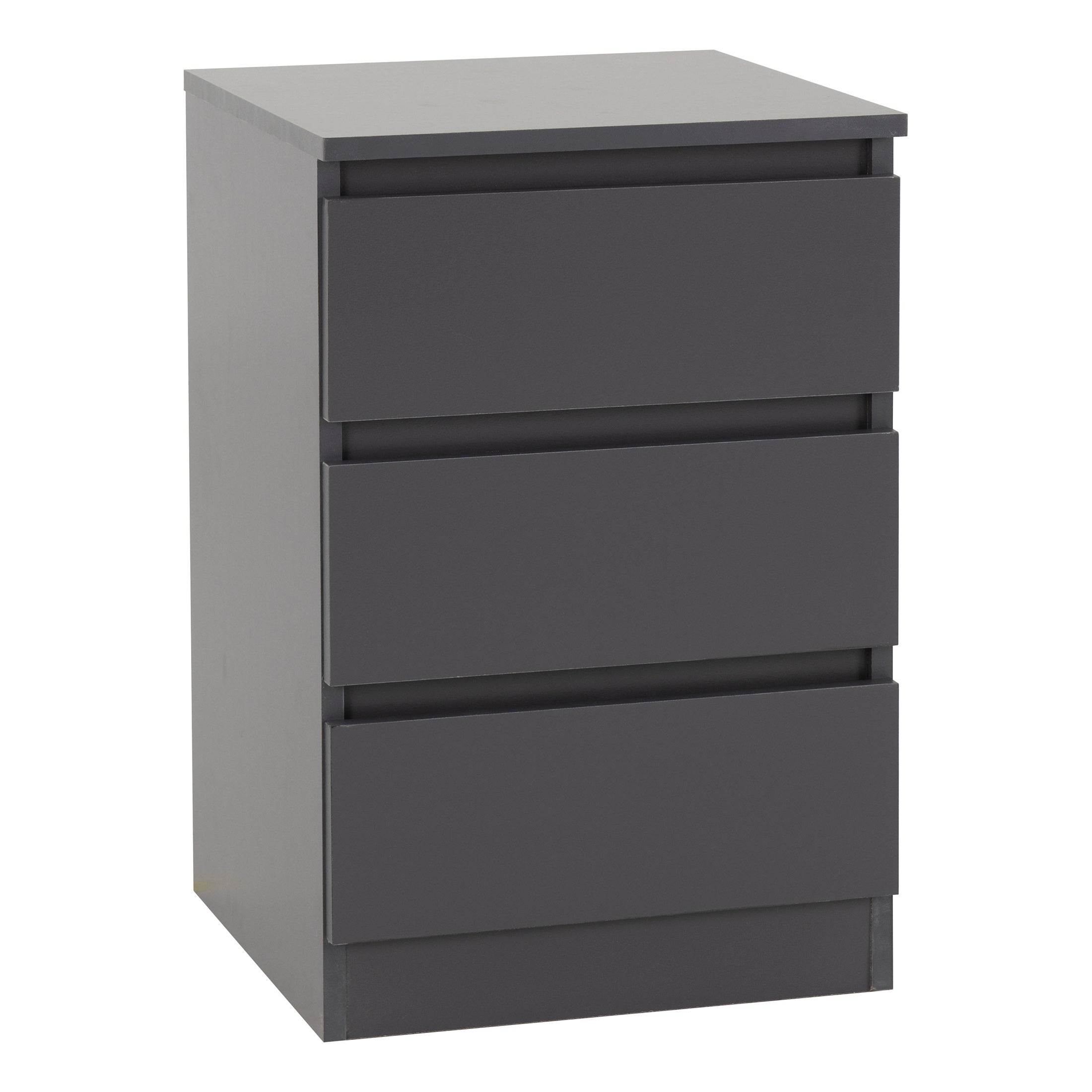 Walker 3 Drawer Bedside Table Grey