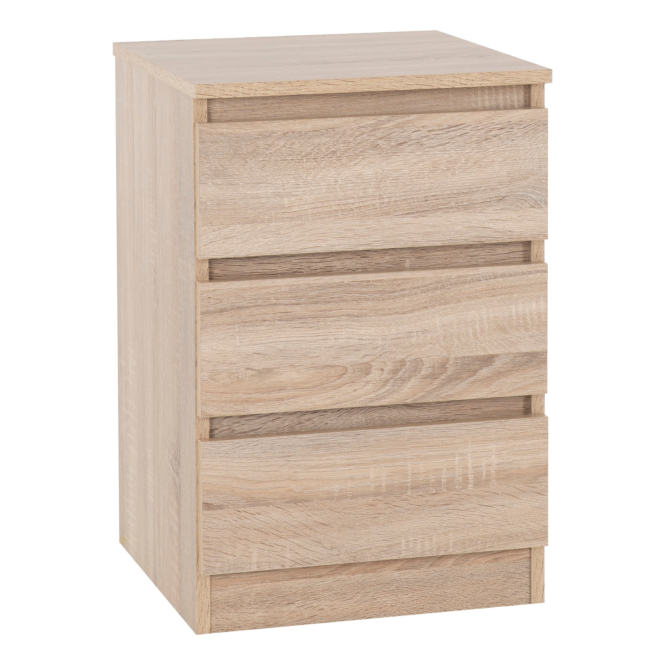 Walker 3 Drawer Bedside Table Oak