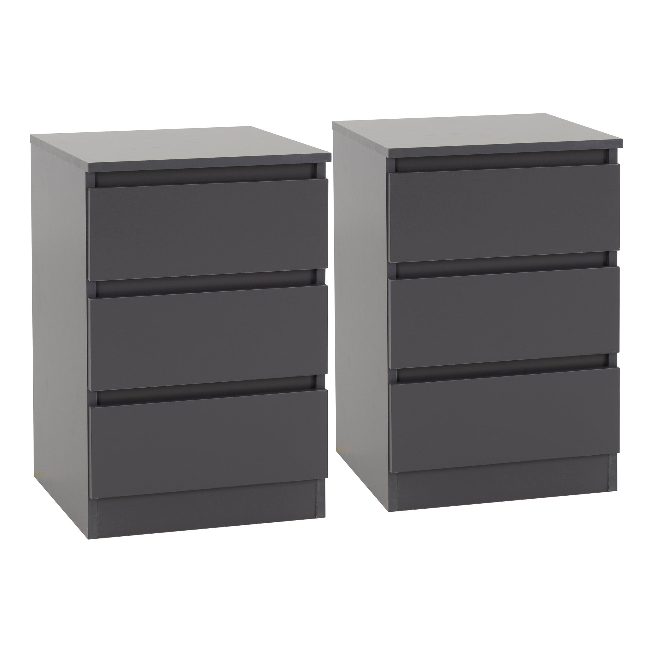 Set Of 2 Walker 3 Drawer Bedside Tables Grey