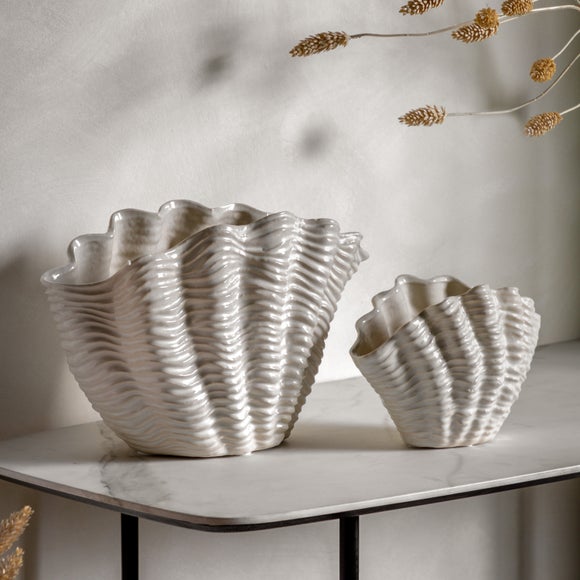 Click to view product details and reviews for Ribbed Shell Ceramic Vase.