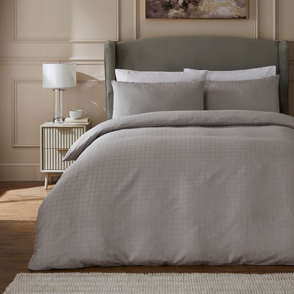 Hotel 200 Thread Count Check Duvet Cover Pillowcase Set