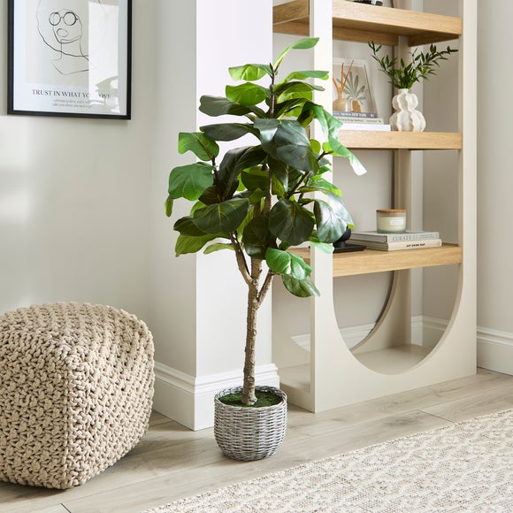 Click to view product details and reviews for Artificial Fiddle Leaf Tree In Woven Basket.