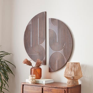 Set Of 2 Khari Carved Mango Wood Wall Art