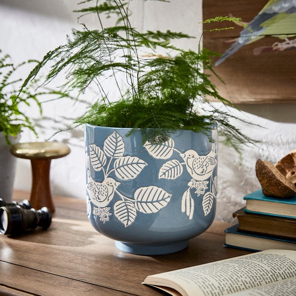 House Sparrow Wax Resist Ceramic Plant Pot