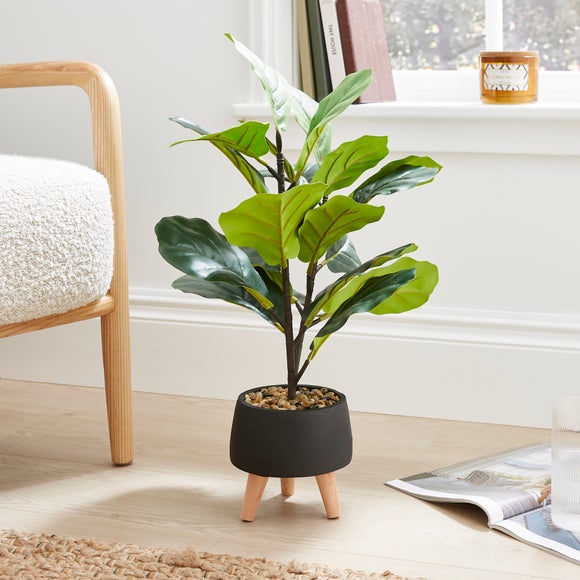 Click to view product details and reviews for Artificial Fiddle Leaf Fig In Footed Plant Pot.