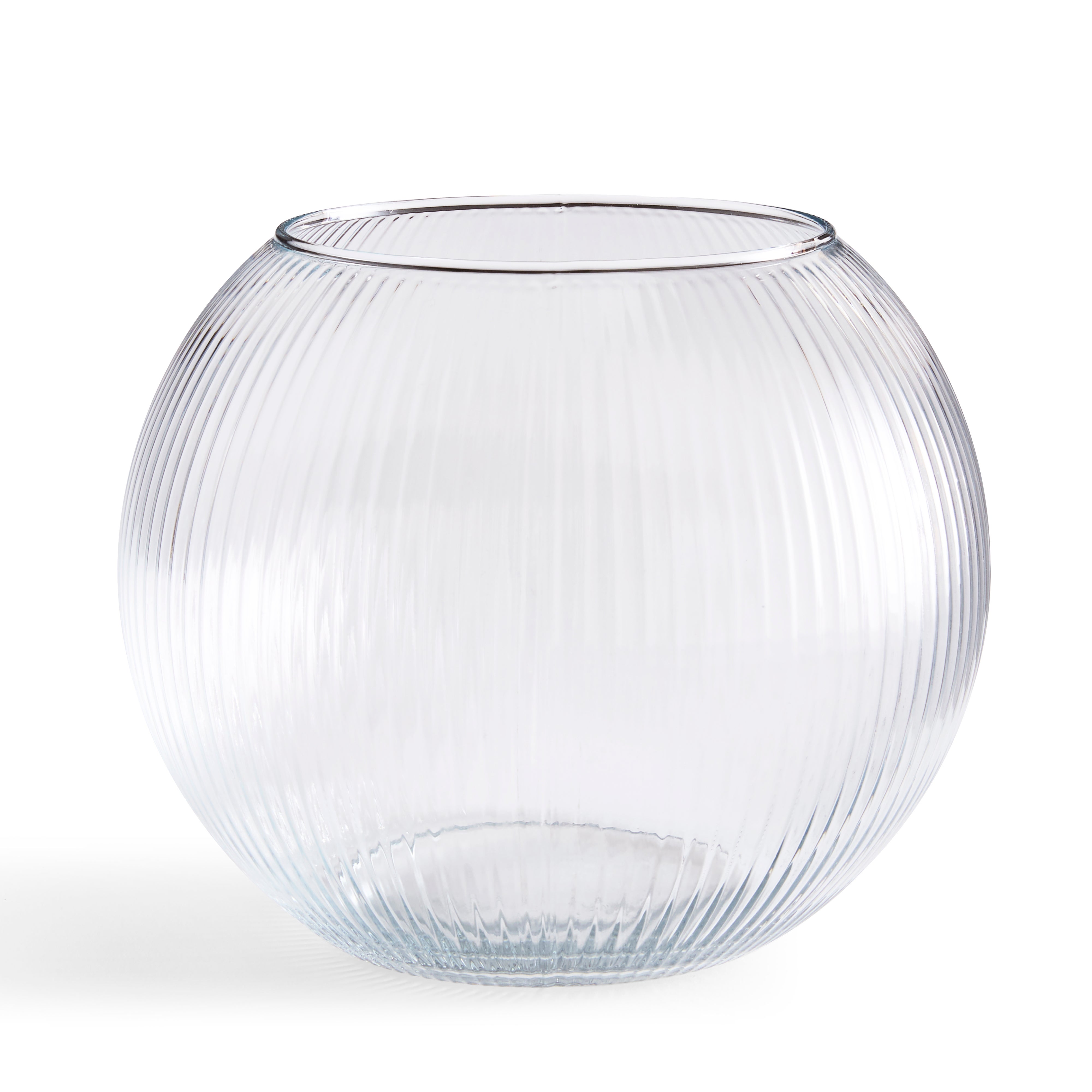 Clear Small Ribbed Glass Fishbowl Vase | Dunelm