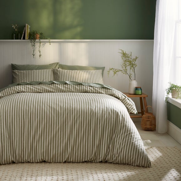 Photo of portloe stripe 100 cotton duvet cover & pillowcase set