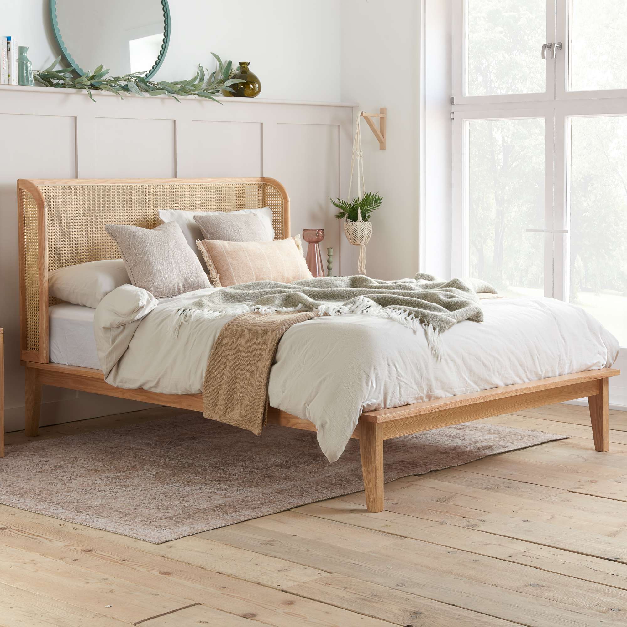 Birlea Astrid Rattan Bed Frame Oak Oak