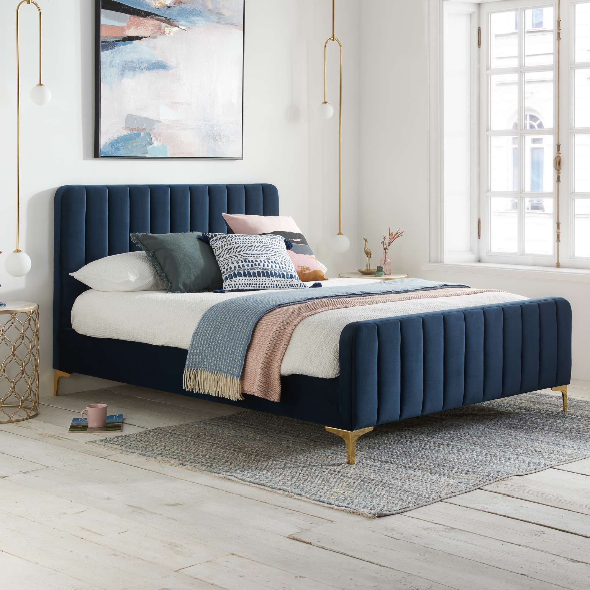 Sabrina Bed Frame Velvet Midnight Blue