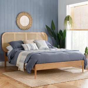 Elina Rattan Bed Frame- Oak