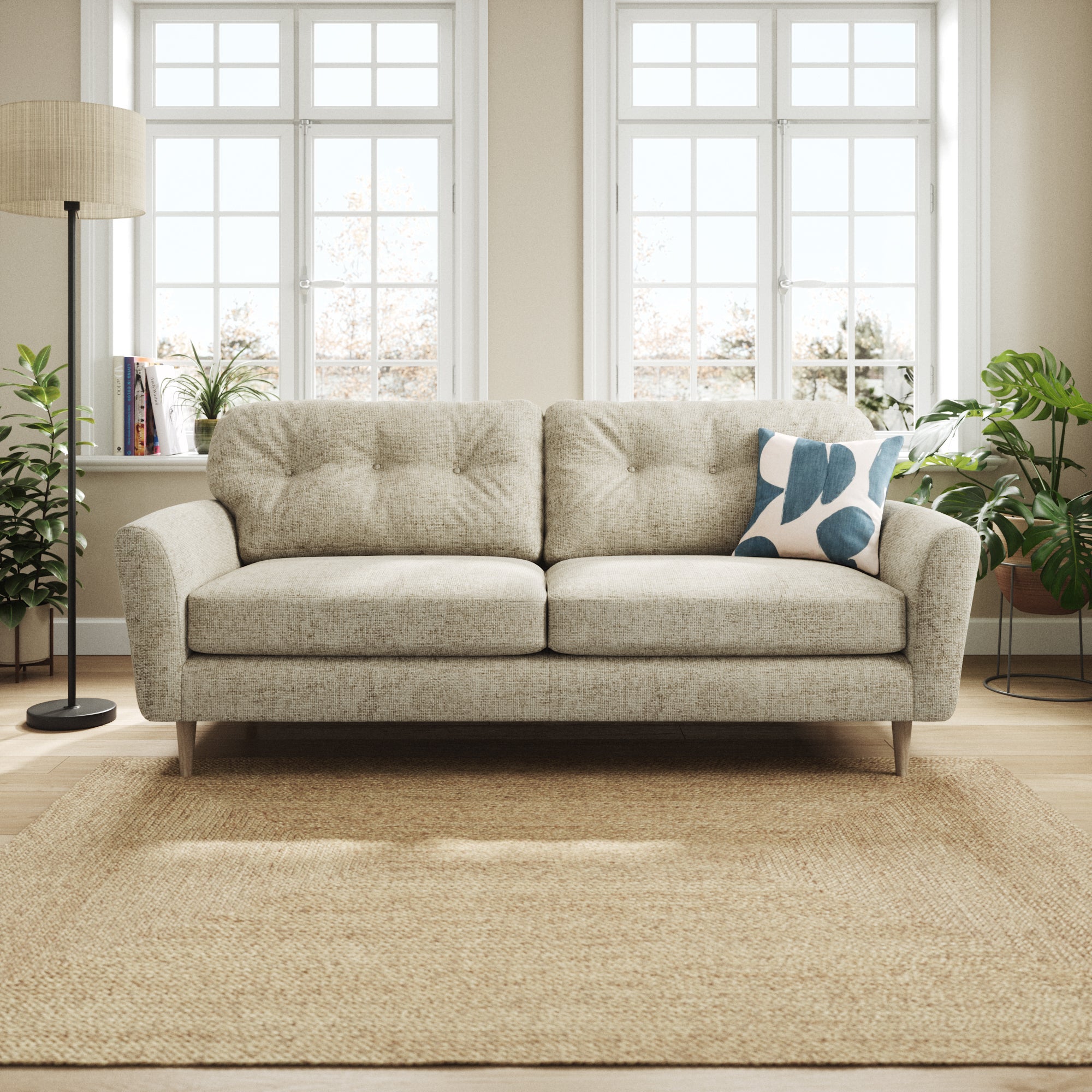 Sven Chunky Chenille 4 Seater Sofa Mushroom