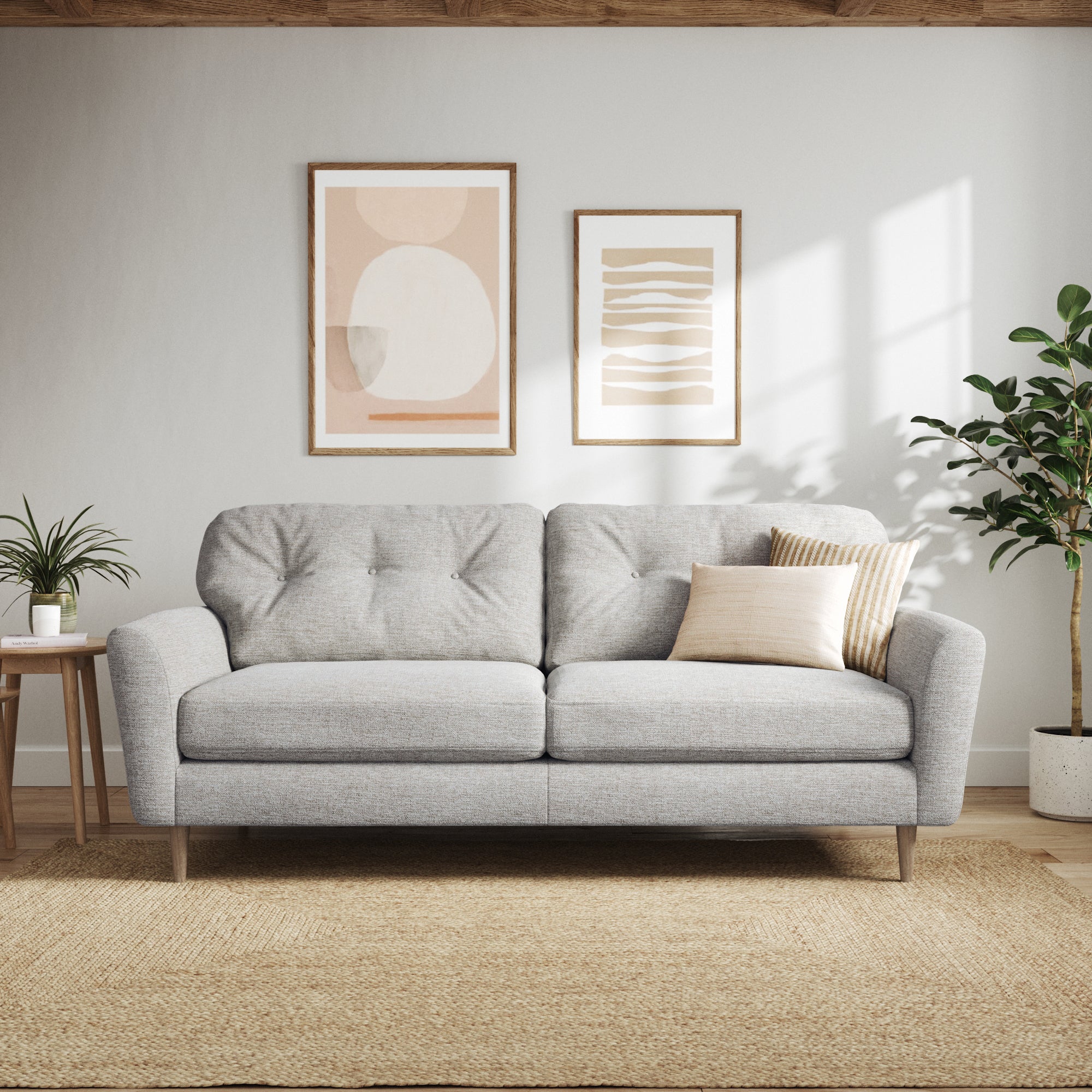 Sven Tonal Weave 4 Seater Sofa Natural