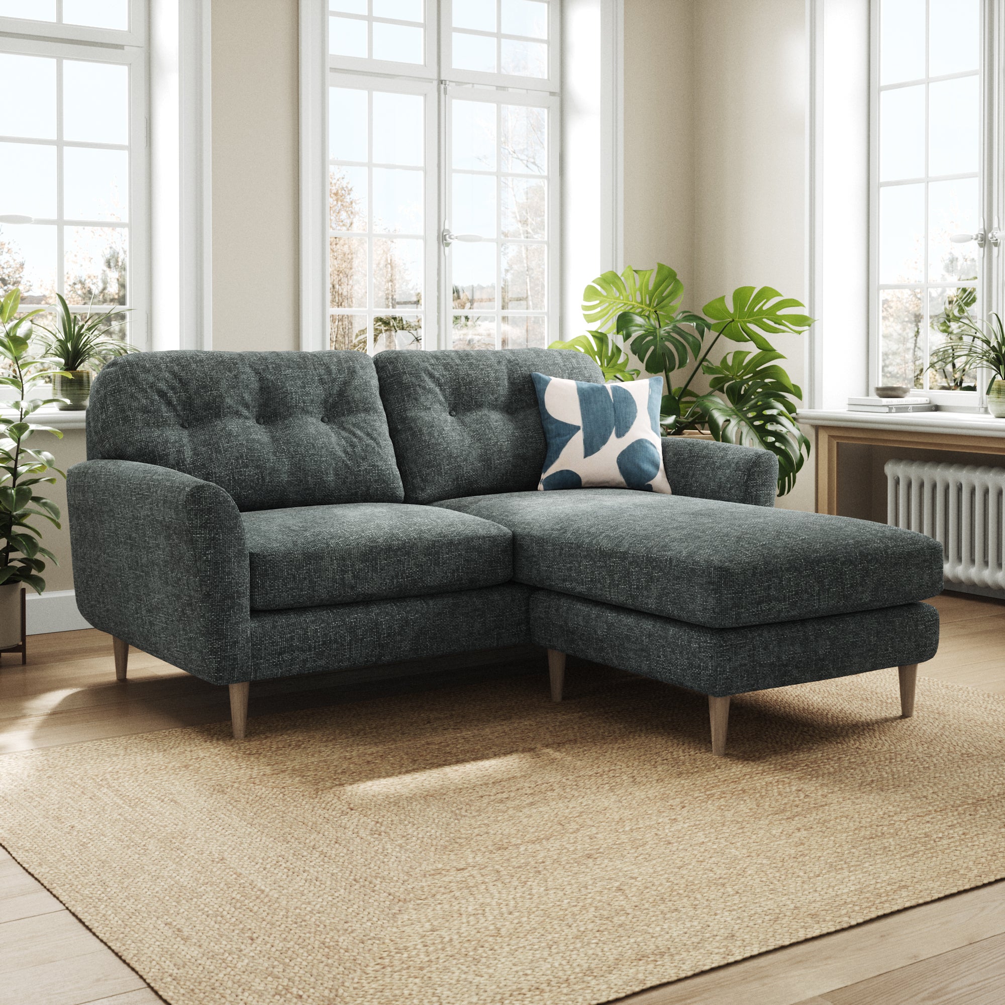 Sven Chunky Chenille Reversible Corner Chaise Sofa Navy