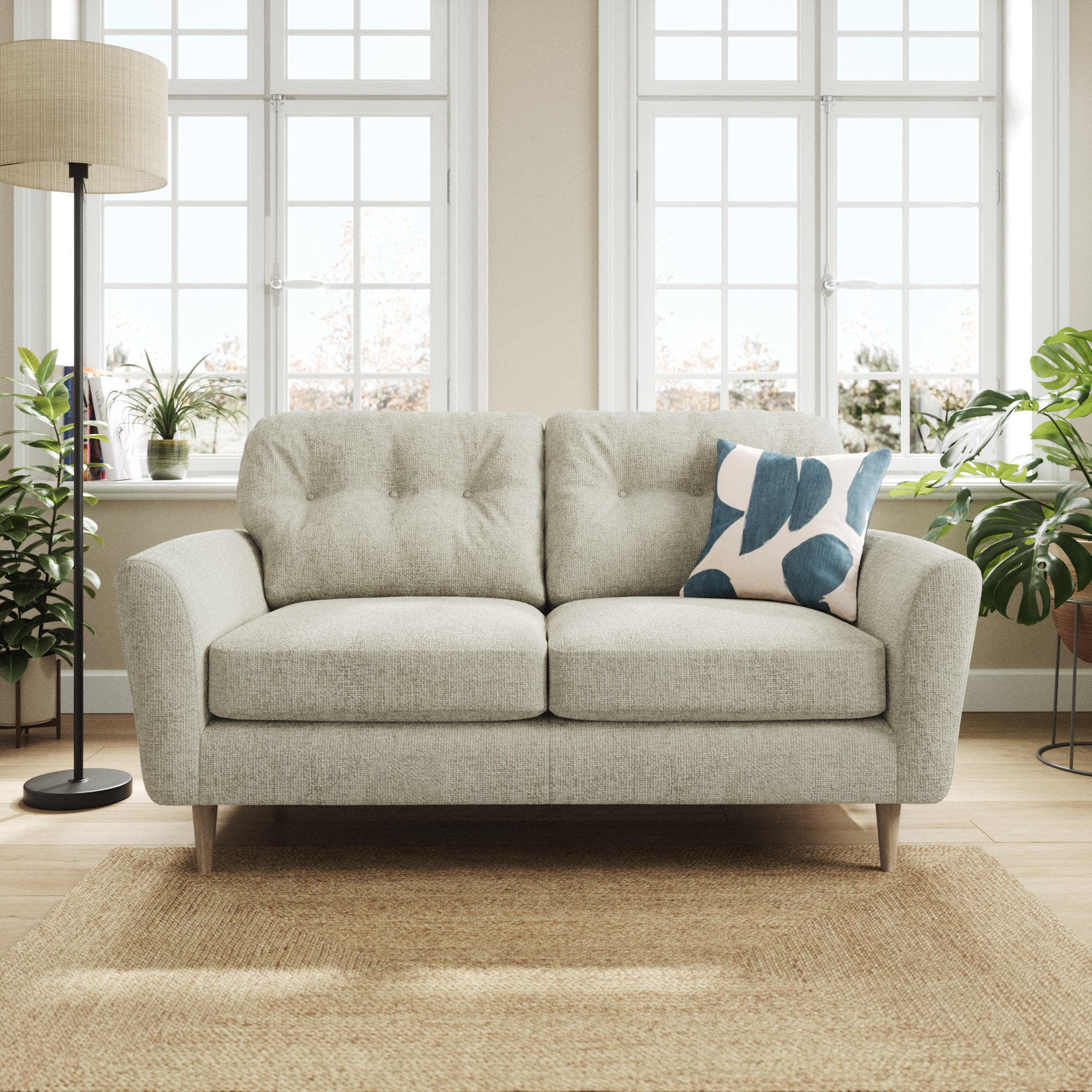 Sven Chunky Chenille 2 Seater Sofa Silver