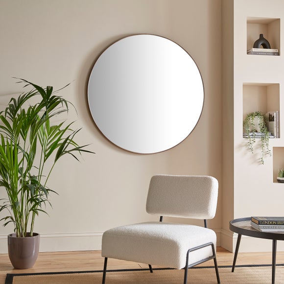 Oslo Round Wooden Effect Mirror 115cm