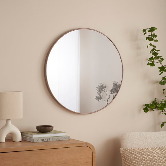 Oslo Round Wooden Effect Mirror 70cm