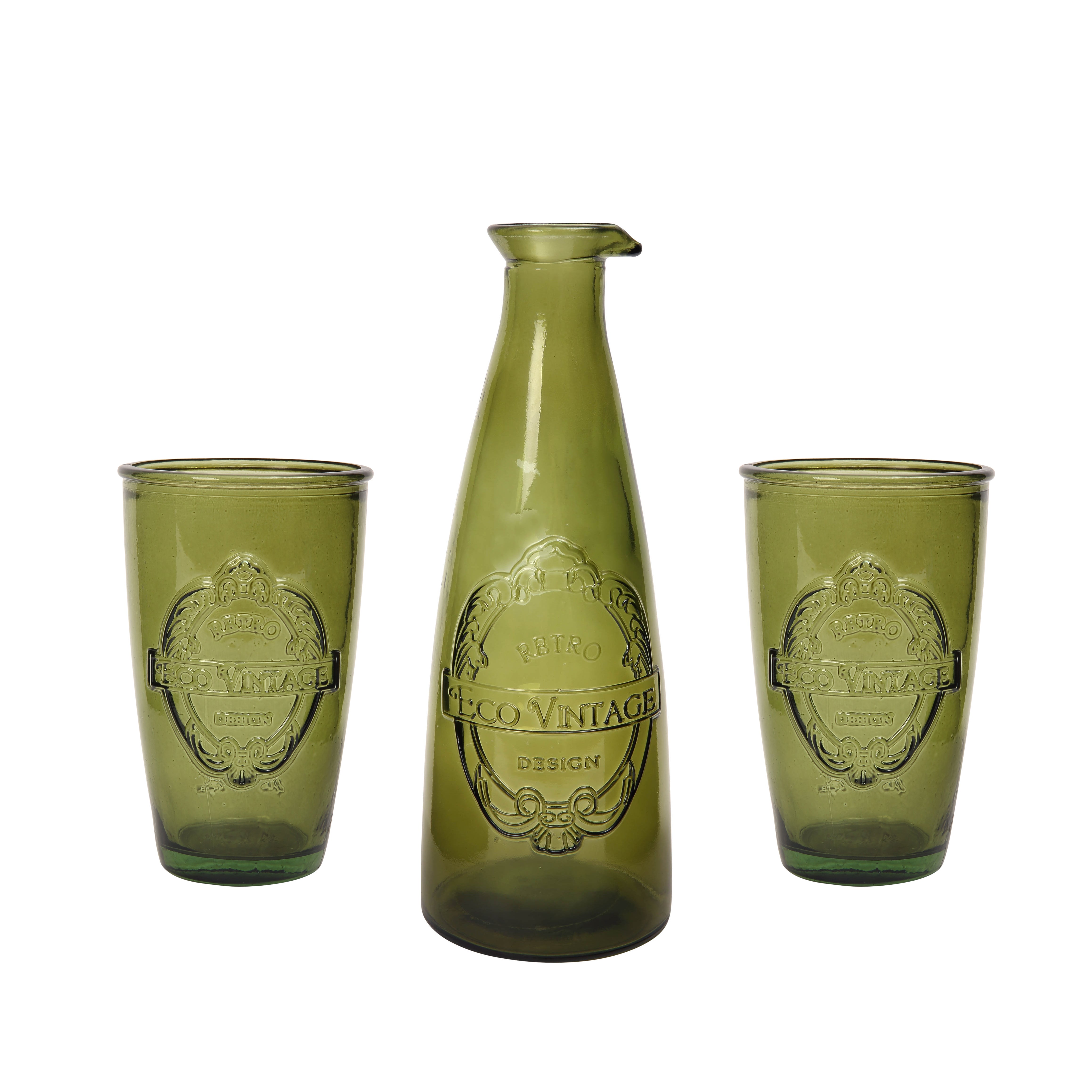 Dexam Sintra Recycled Glass Caraffe And 2 Tumbler Set Green