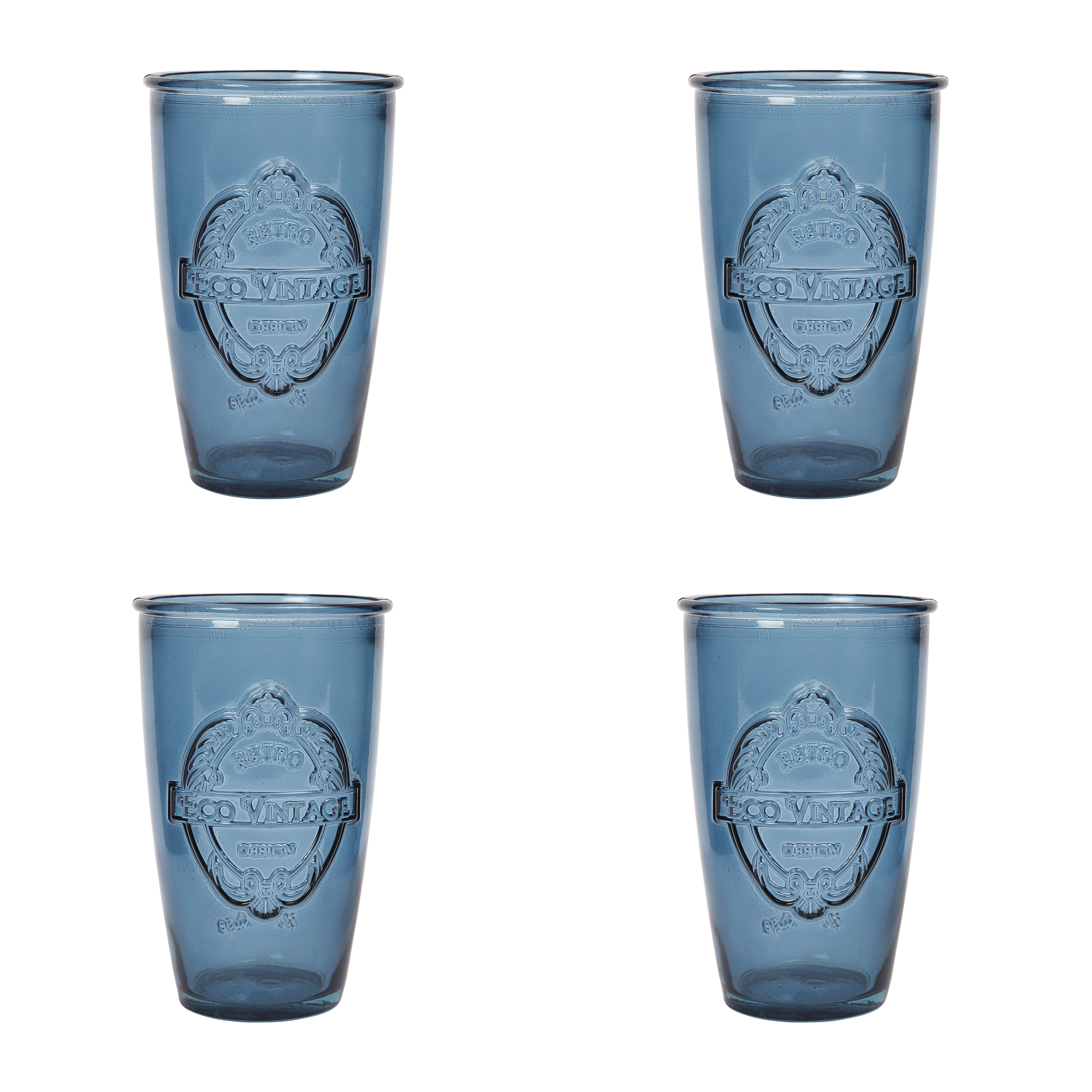 Dexam Set Of 4 Sintra Recycled Glass Tumblers Ink Blue