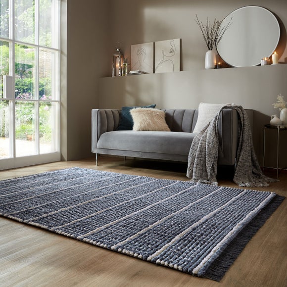 Ribbed Geometric Striped Shaggy Rug