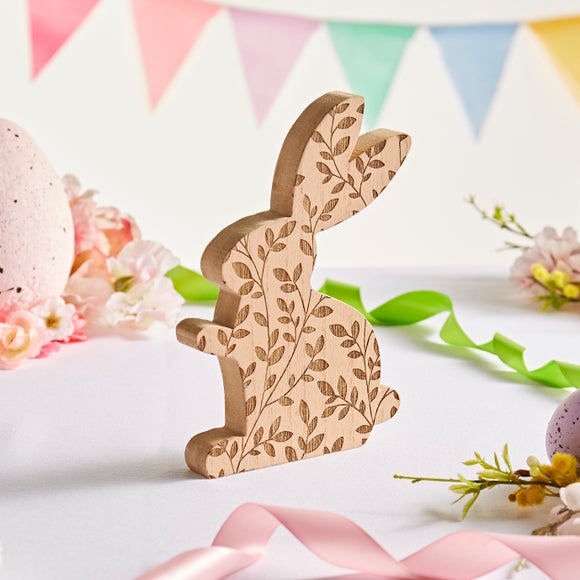 Floral Bunny Wooden Ornament