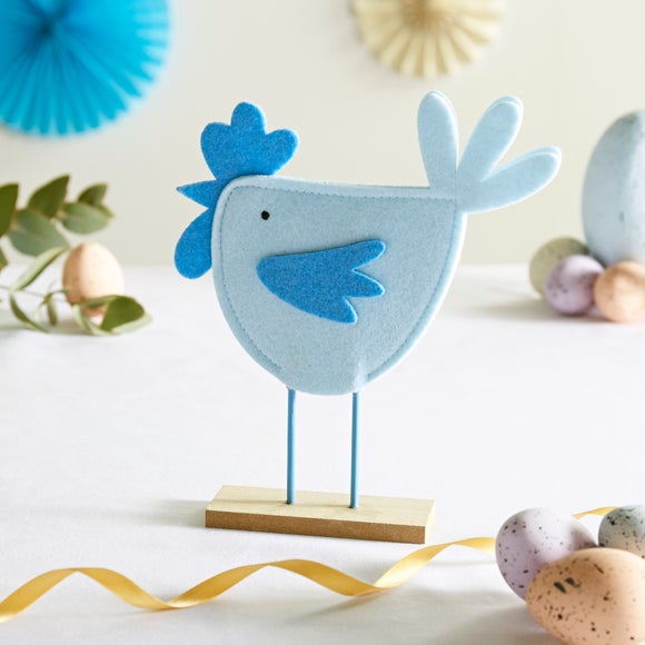 Blue Felt Chicken Ornament