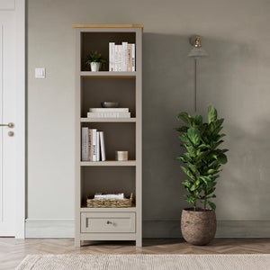 Olney Narrow Bookcase- Stone