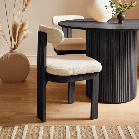 Click to view product details and reviews for Lovato Dining Chair Stained Oak Ivory Boucle.