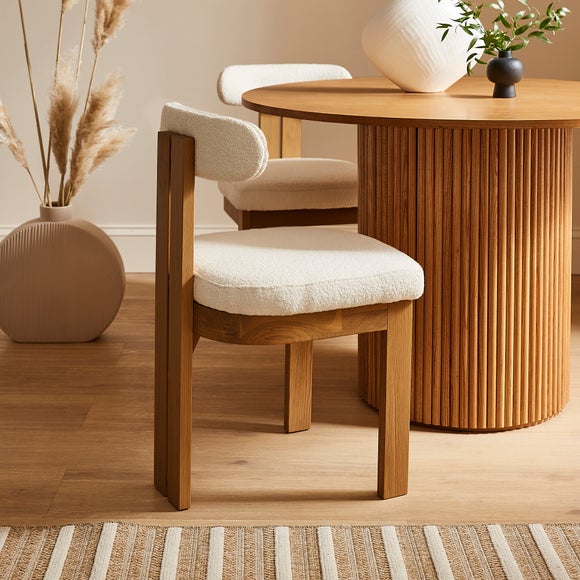 Lovato Dining Chair Stained Oak Ivory Boucle