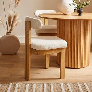 Lovato Dining Chair Stained Oak- Ivory Boucle