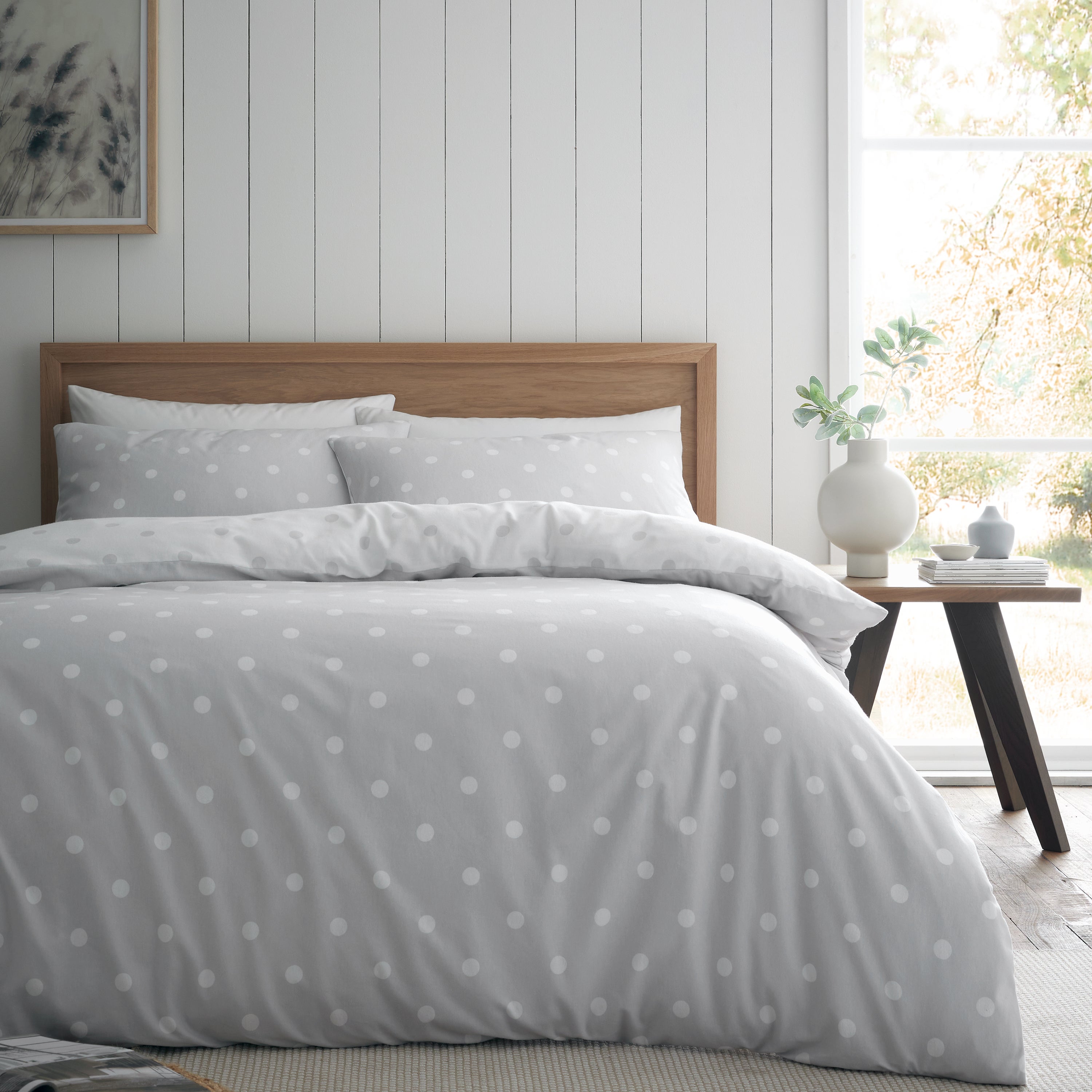 Photos - Bed Linen Catherine Lansfield Polka Dot 100 Brushed Cotton Duvet Cover and Pillowcas 