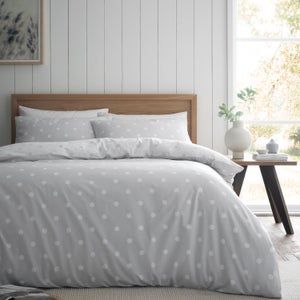 Catherine Lansfield Polka Dot 100 Brushed Cotton Duvet Cover & Pillowcase Set