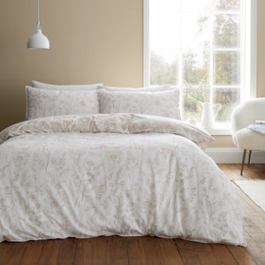 Bianca Floral Toile 100 Brushed Cotton Duvet Cover & Pillowcase Set