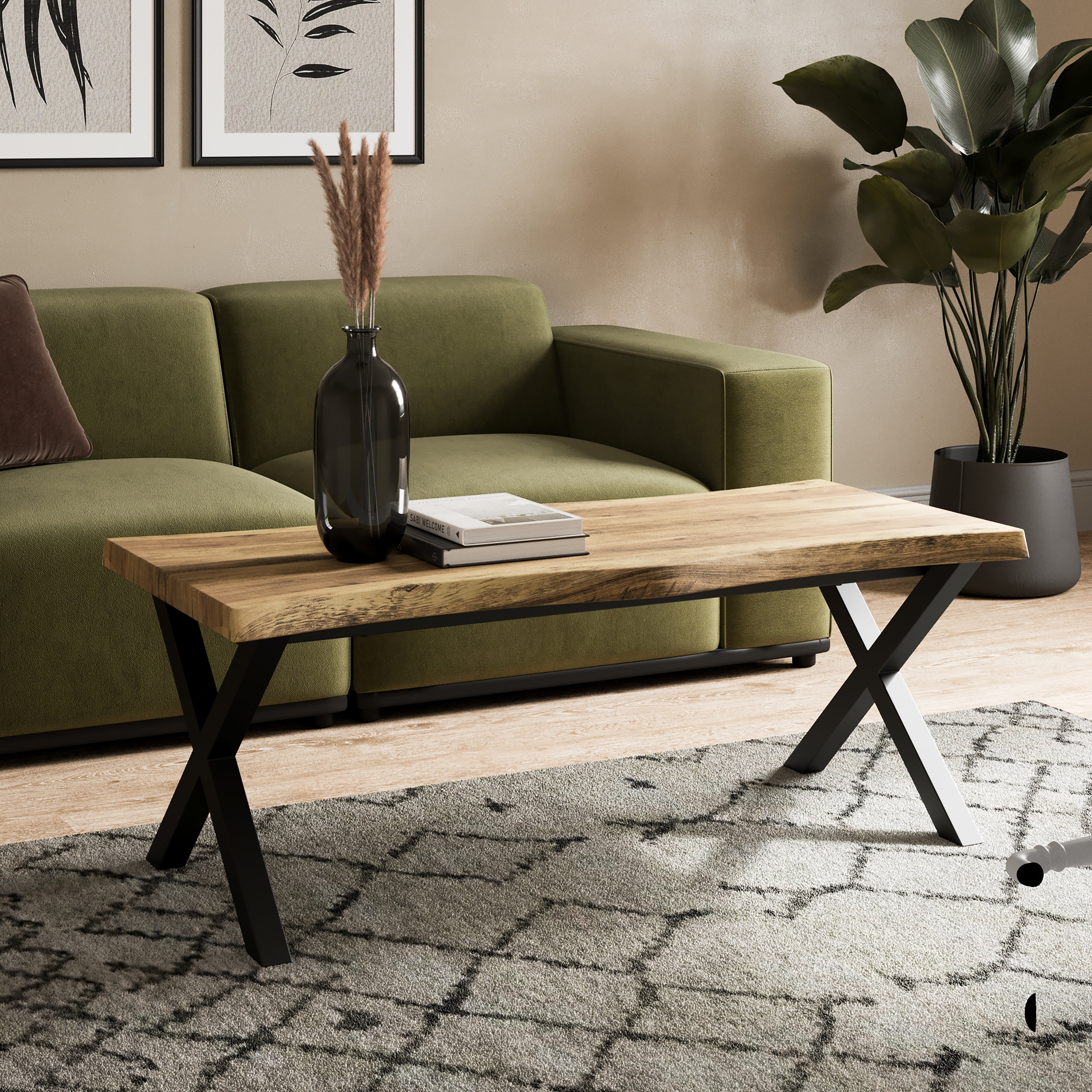 Ezra Coffee Table, Rustic Wood Effect | Dunelm