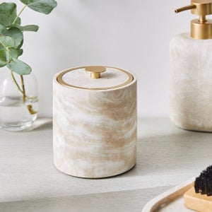 Marble Resin Tall Storage Pot With Lid