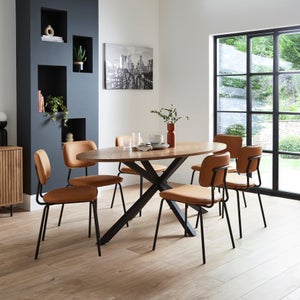 Xavi 6 Seater Oval Parquet Dining Table- Oak