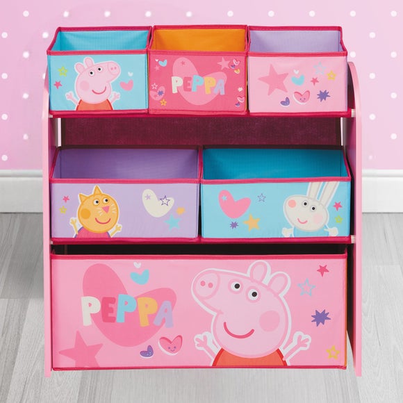 Peppa Pig Wooden Toy Organiser with 6 Storage Bins