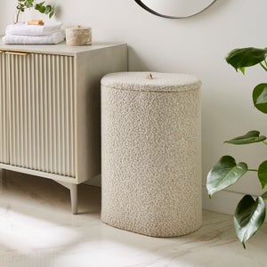 Boucle Oval Laundry Basket