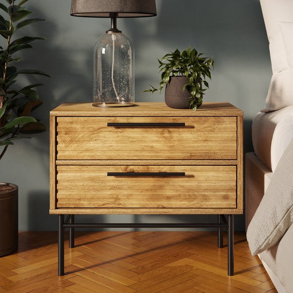 Bryant Wide 2 Drawer Bedside Table Mango Wood Effect