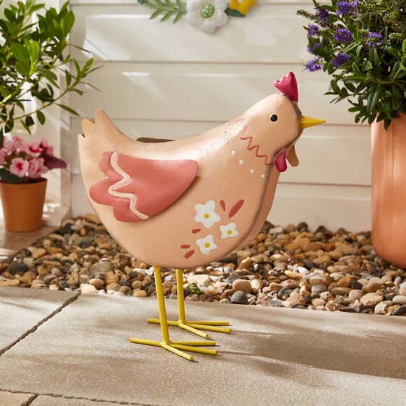 Iron Pink Chicken Ornament