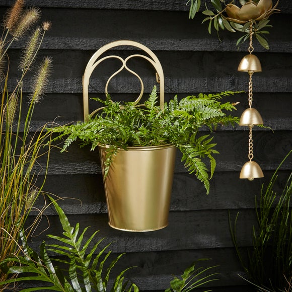 Iron Gold Wall Mounted Plant Pot