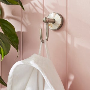 Mother Of Pearl Brushed Chrome Towel Hook
