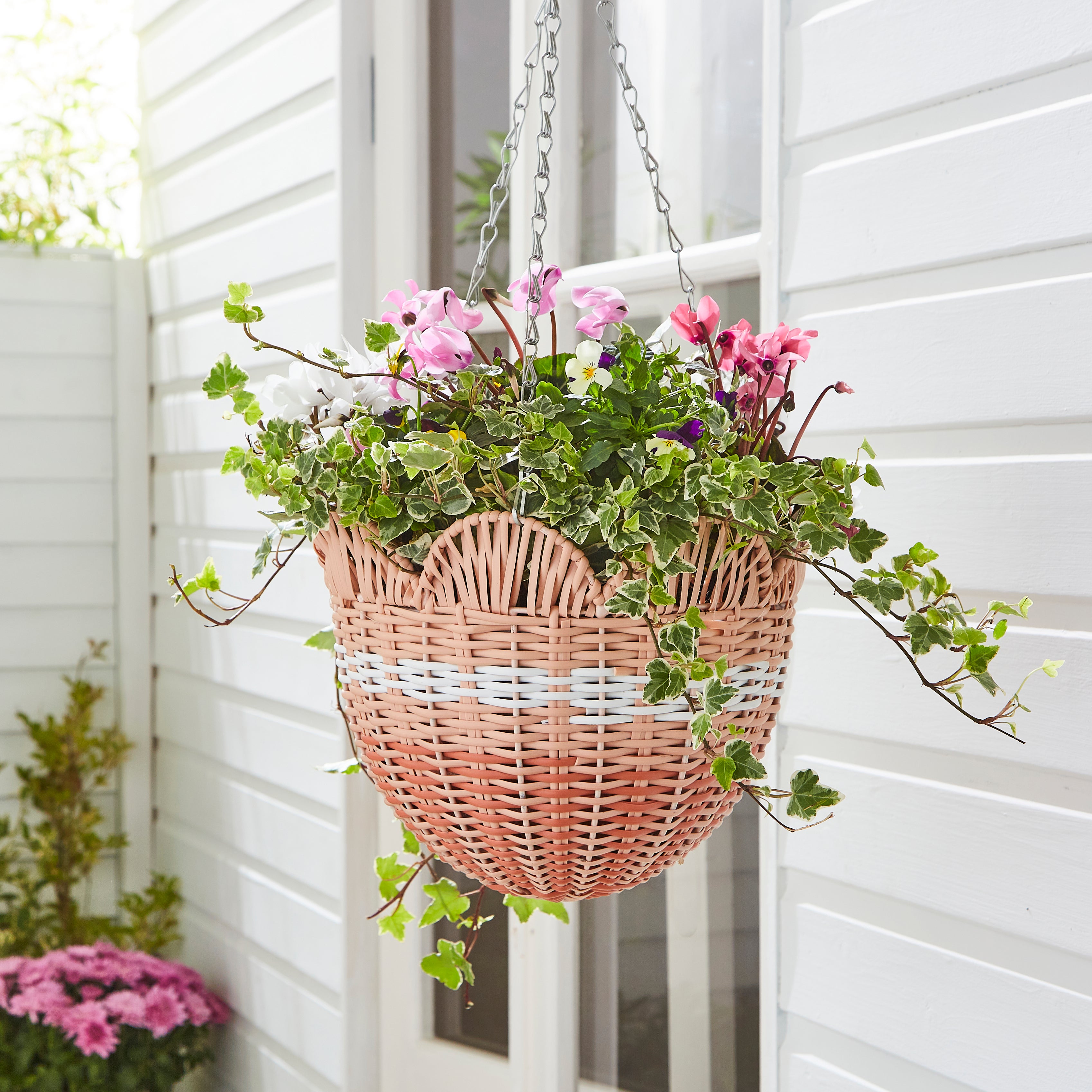 Scalloped Rattan Hanging Basket