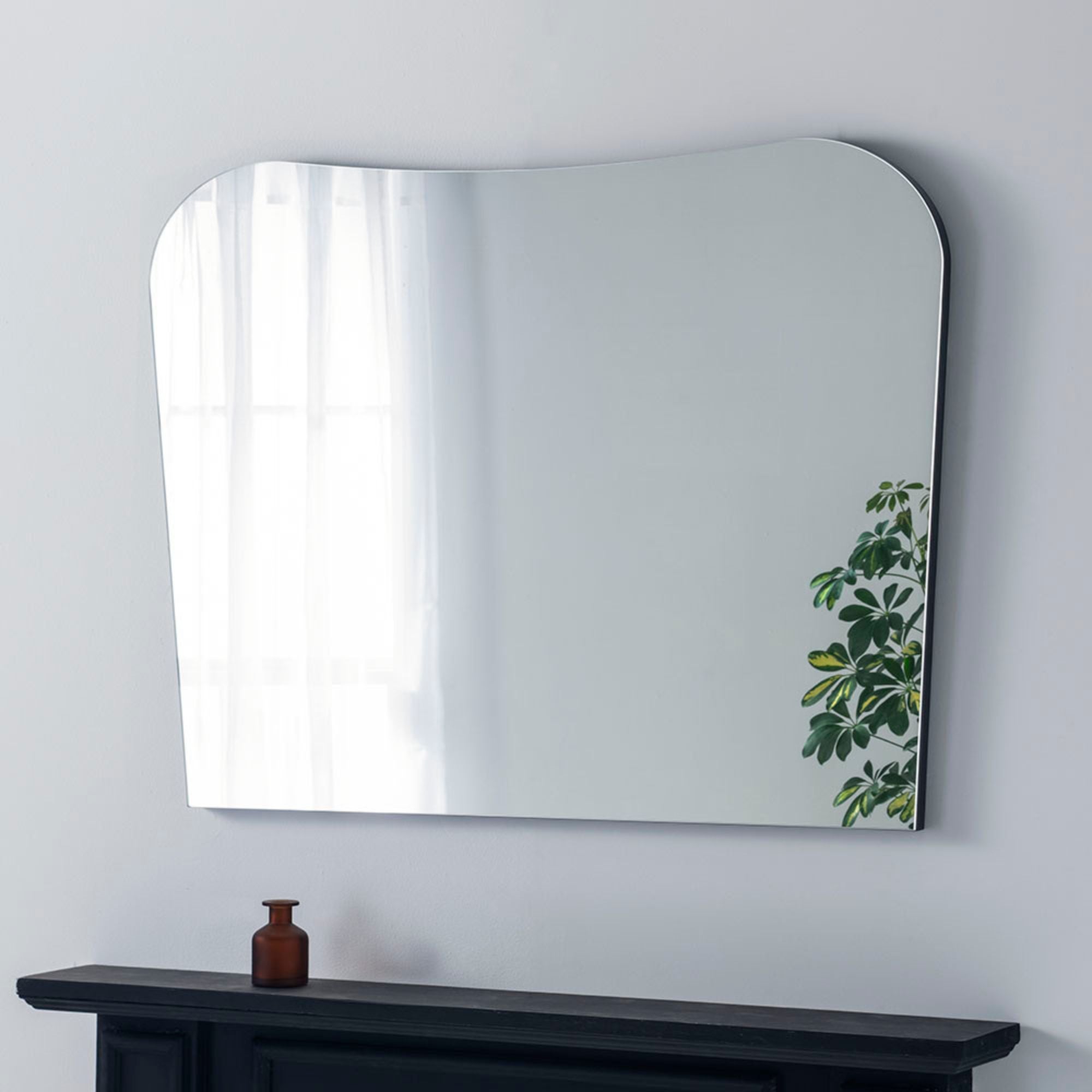 Yearn Curved Overmantel Wall Mirror Black