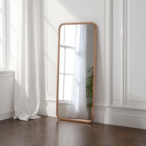 Yearn Solid Oak Curved Full Length Leaner Wall Mirror