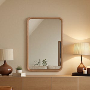 Yearn Solid Oak Curved Wall Mirror