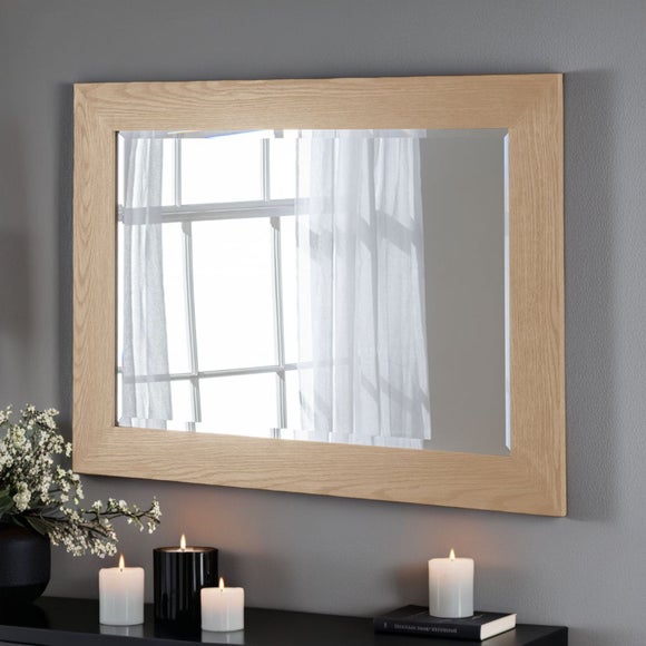 Yearn Rectangle Oak Effect Bevelled Wall Mirror