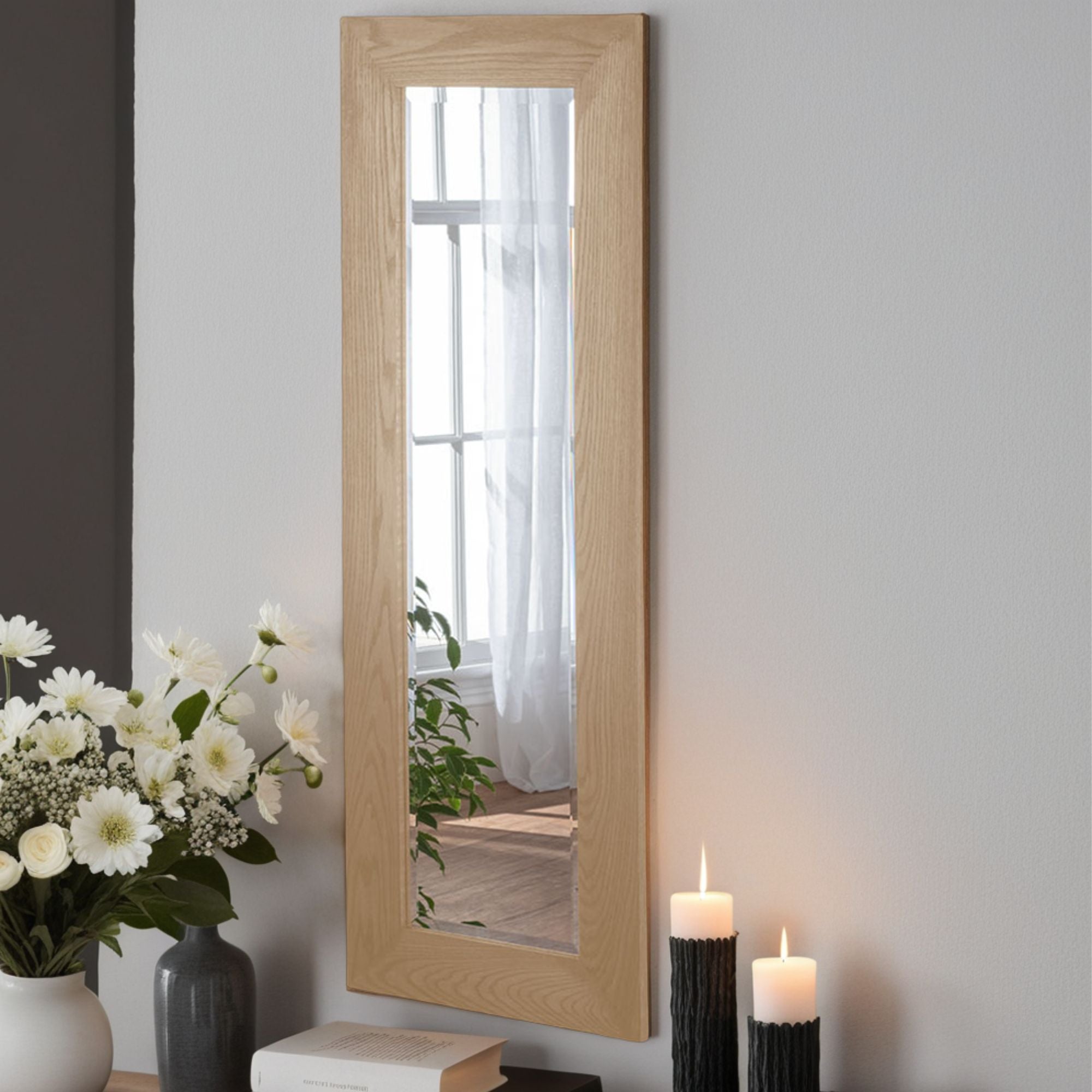 Yearn Oak Effect Narrow Full Length Wall Mirror Natural