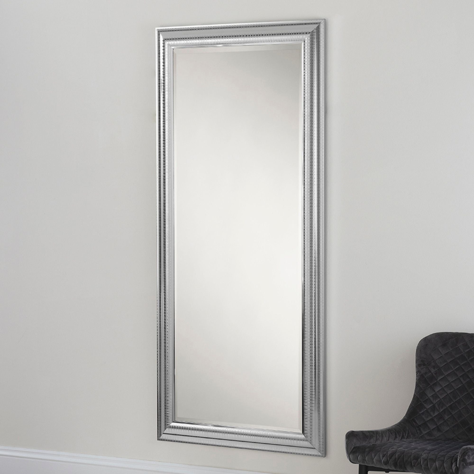 Photos - Wall Mirror Yearn Textured Full Length  Silver